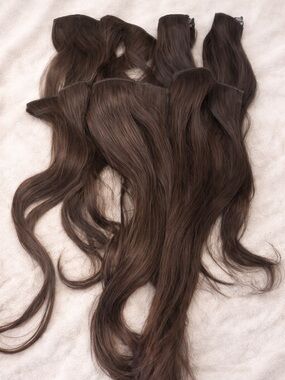 Clip-In Human Hair Extensions - Chestnut Brown
